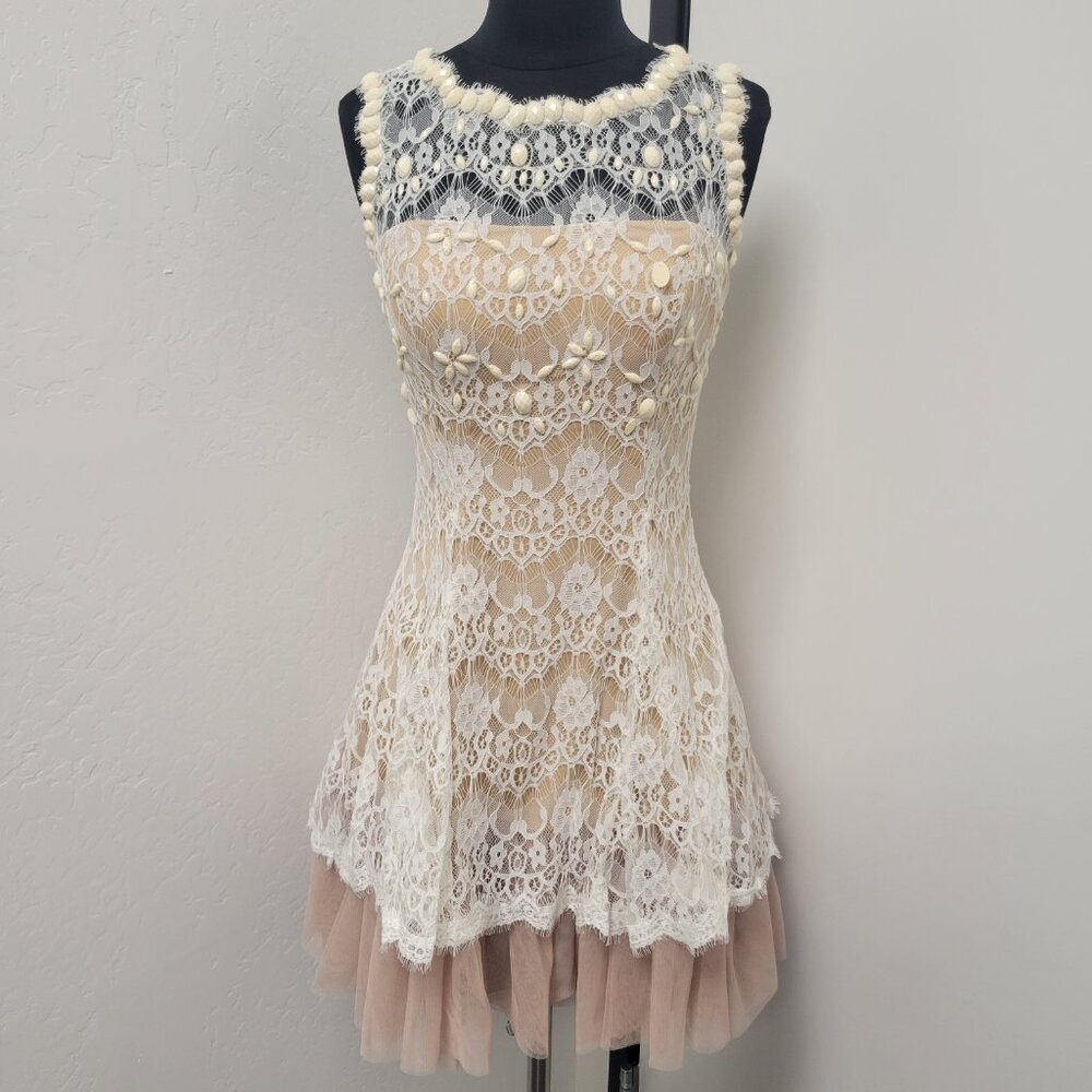 Ivory Lace and Tulle Fit and Flare Dress
